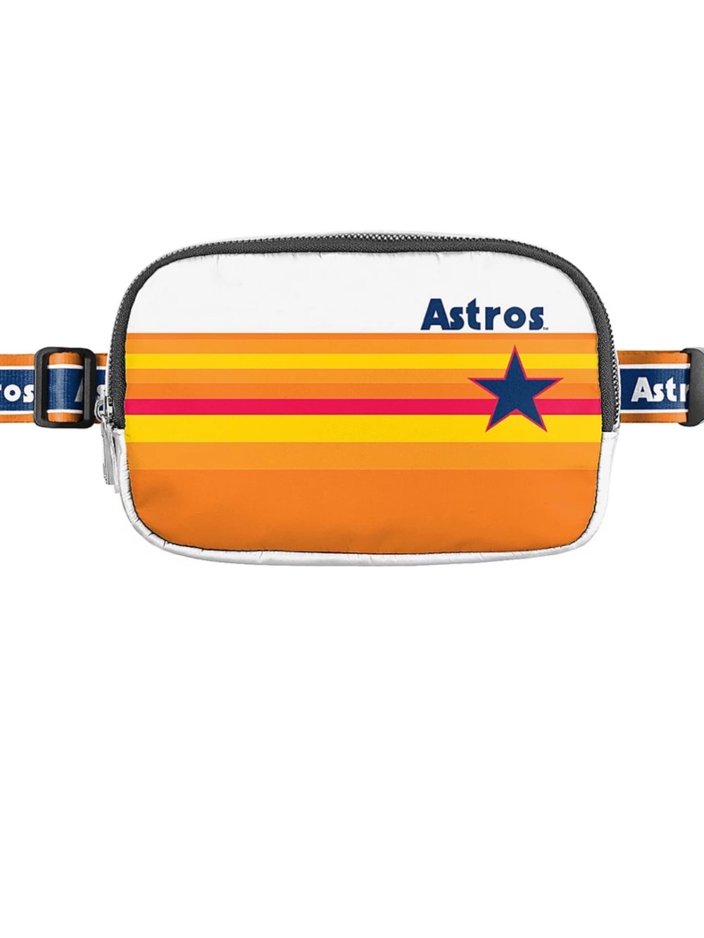 Houston Astros White & Orange Crossbody Bag with Branded Navy Strap